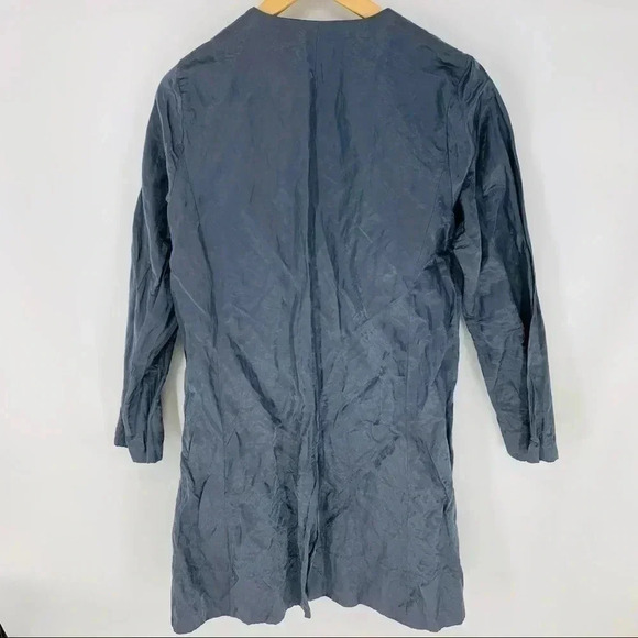 Eileen Fisher steel satin crinkle metallic jacket - Picture 4 of 12